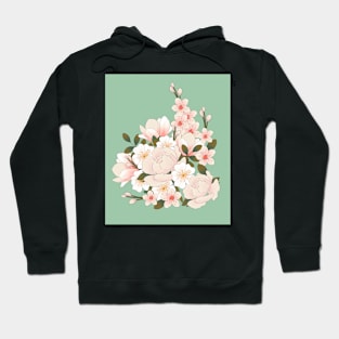 Blooming peony, magnolia and cherry Hoodie